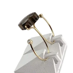 Double bague morganne bello or 750 jaune quartz fumé diamants