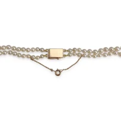 Double rang d'occasion or 750 jaune perle de culture
