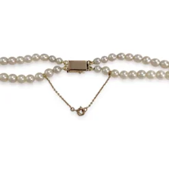 Double rang d'occasion or 750 jaune maille perles, perles de culture du Japon 45 cm