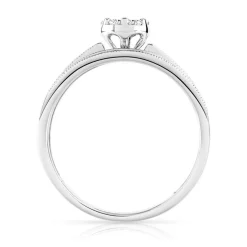 Duo alliance demi-tour solitaire or 750 blanc diamants