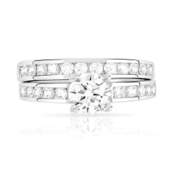 Duo alliance demi-tour solitaire argent 925 zirconias