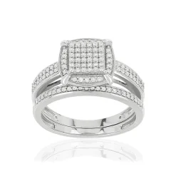 Duo alliance demi-tour solitaire or 750 blanc diamants