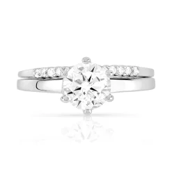 Duo alliance et solitaire argent 925 zirconias