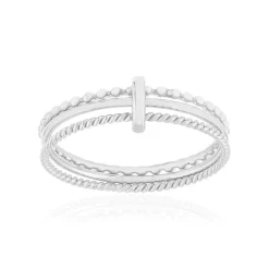 Ensemble 3 Bagues argent 925 perlée, polie et torsadée