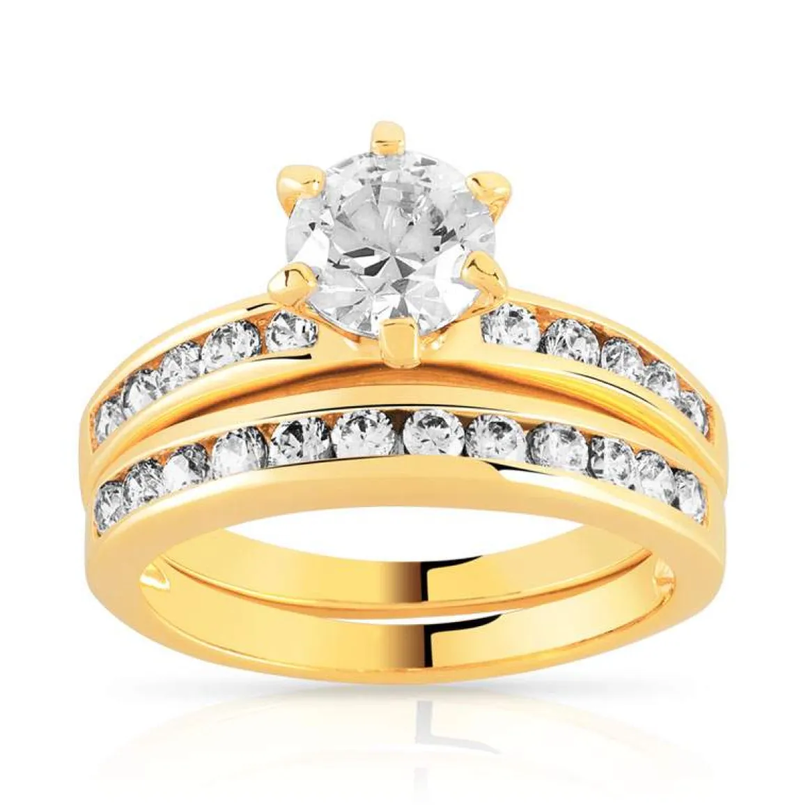 Ensemble de 2 bagues plaqué or zirconias