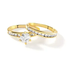 Ensemble de 2 bagues plaqué or zirconias