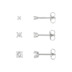 Lot de 3 paires de boucles d'oreilles argent 925 zirconias