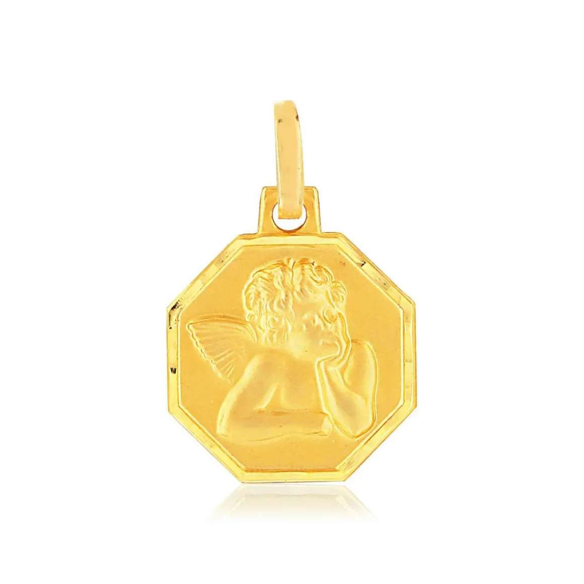 Médaille or jaune 375 mat ange