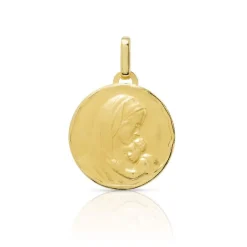 Médaille or 375 jaune mat "Vierge à l'Enfant"