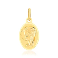 Médaille or 375 jaune ovale Vierge