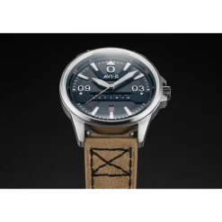 Montre AVI-8 homme acier cuir beige