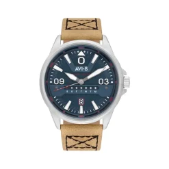 Montre AVI-8 homme acier cuir beige