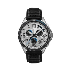 Montre AVI-8 homme chronographe acier cuir noir
