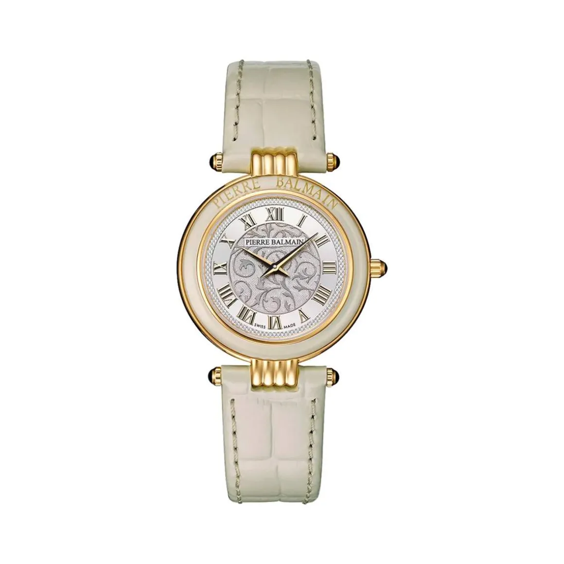 Montre BALMAIN haute elegance femme bracelet cuir vernis beige