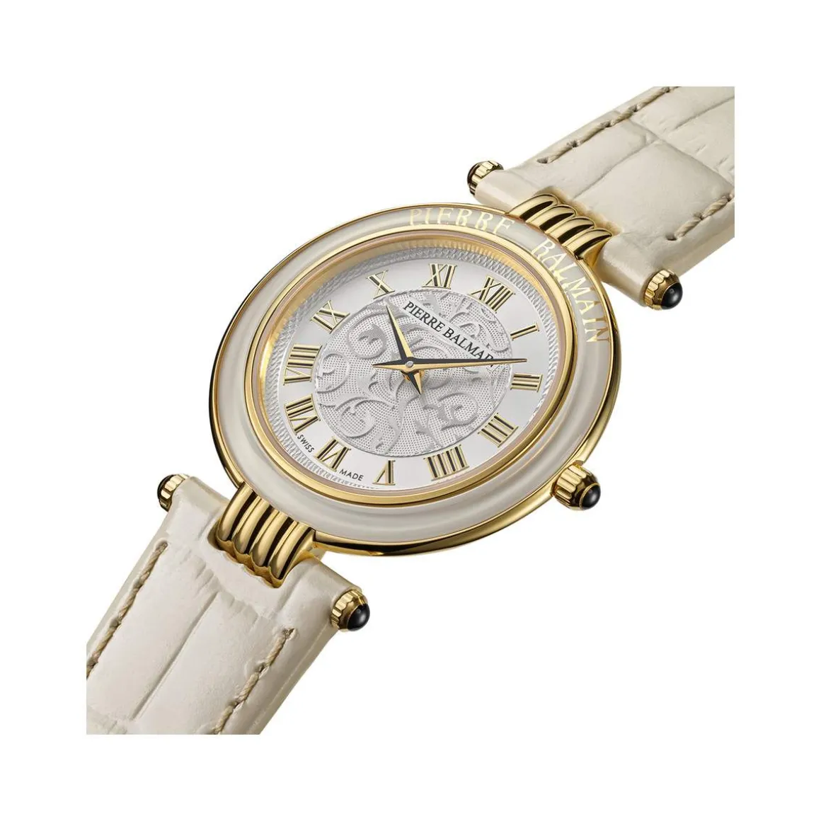 Montre BALMAIN haute elegance femme bracelet cuir vernis beige