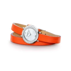 Montre Baume & Mercier Promesse femme acier bracelet double tour cuir orange