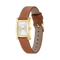 Montre BOSS business femme acier bracelet cuir marron