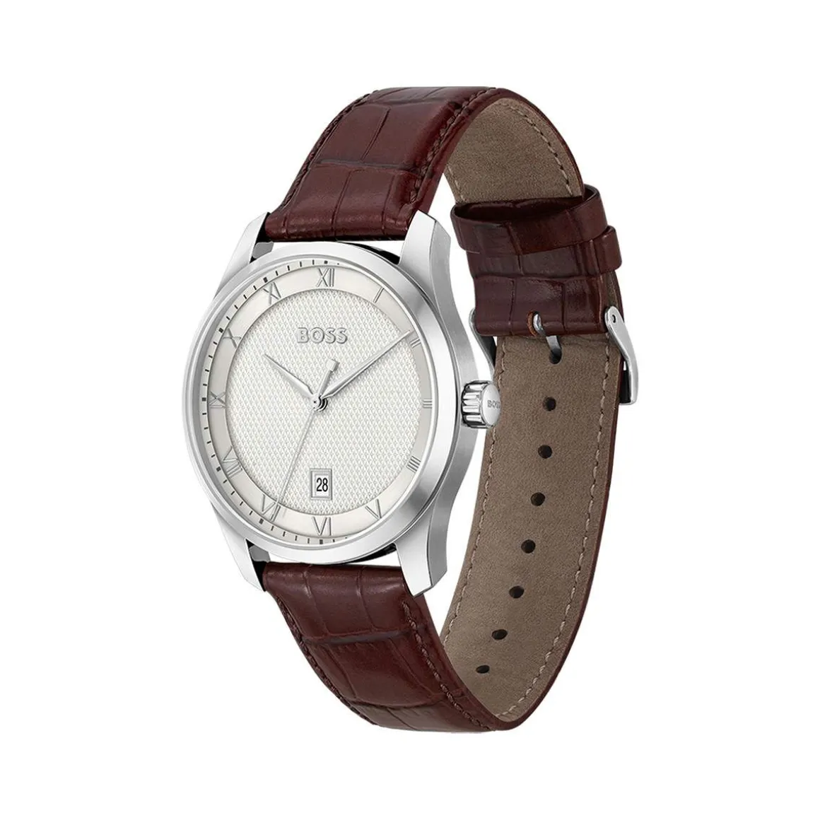 Montre BOSS business homme bracelet cuir marron