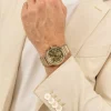 Montre BOSS Candor Chrono homme cadran vert bracelet acier beige