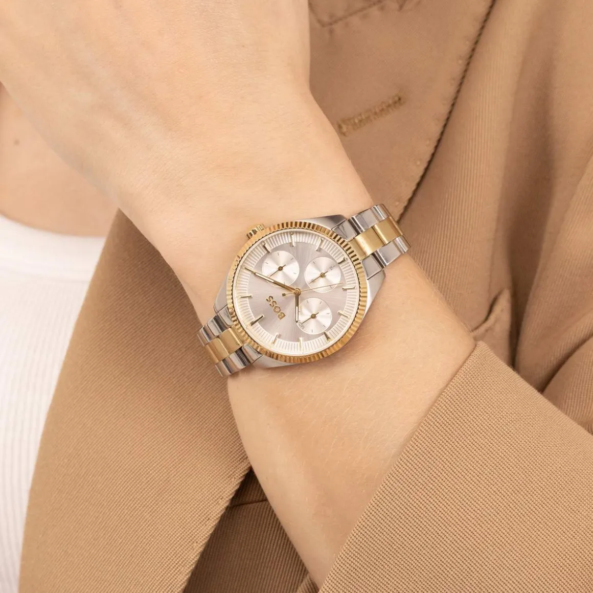 MONTRE BOSS FEMME Sage sport acier bicolore