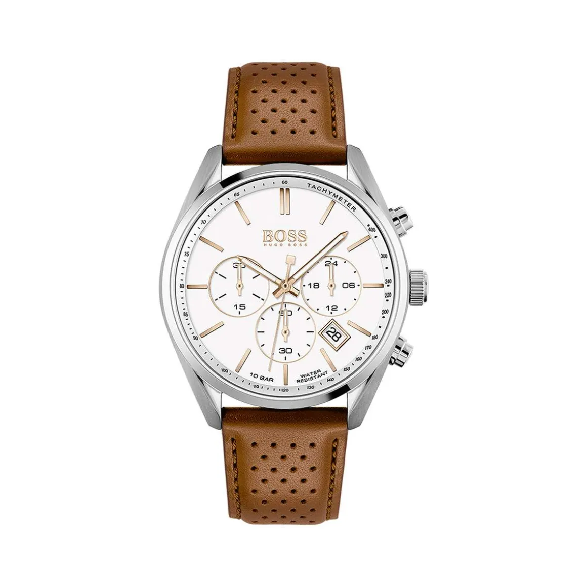 Montre Boss homme acier cuir marron