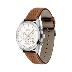 Montre Boss homme acier cuir marron