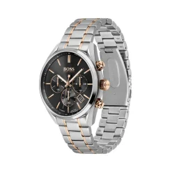 Montre Boss homme bracelet acier bicolore rose