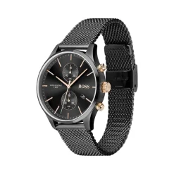 Montre Boss homme chronographe acier noir