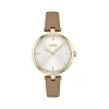 Montre BOSS Majesty femme acier doré jaune bracelet cuir marron