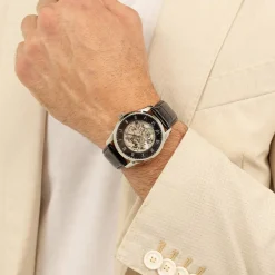 Montre BOSS Skeleton homme noir bracelet cuir