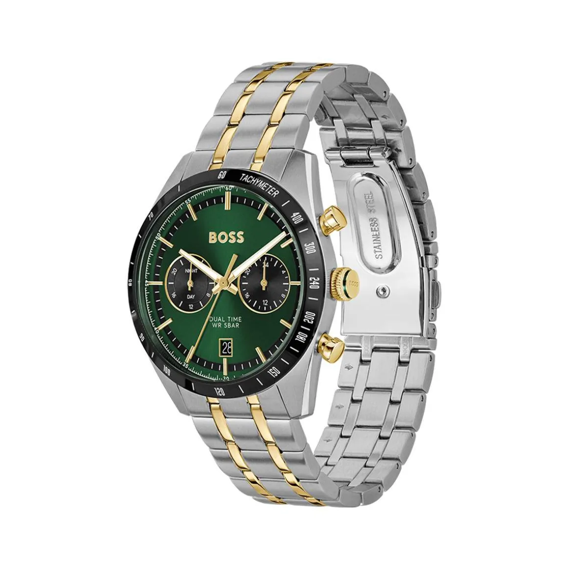 Montre BOSS sport lux homme bracelet acier inoxydable bicolore jaune