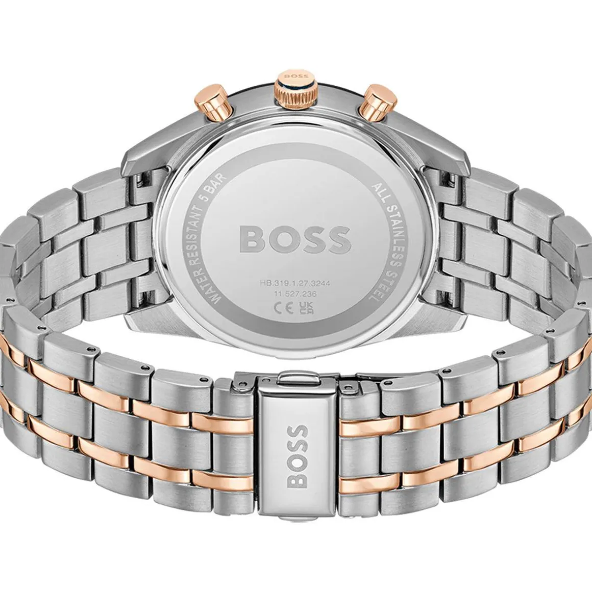 Montre BOSS sport lux homme bracelet acier inoxydable bicolore jaune