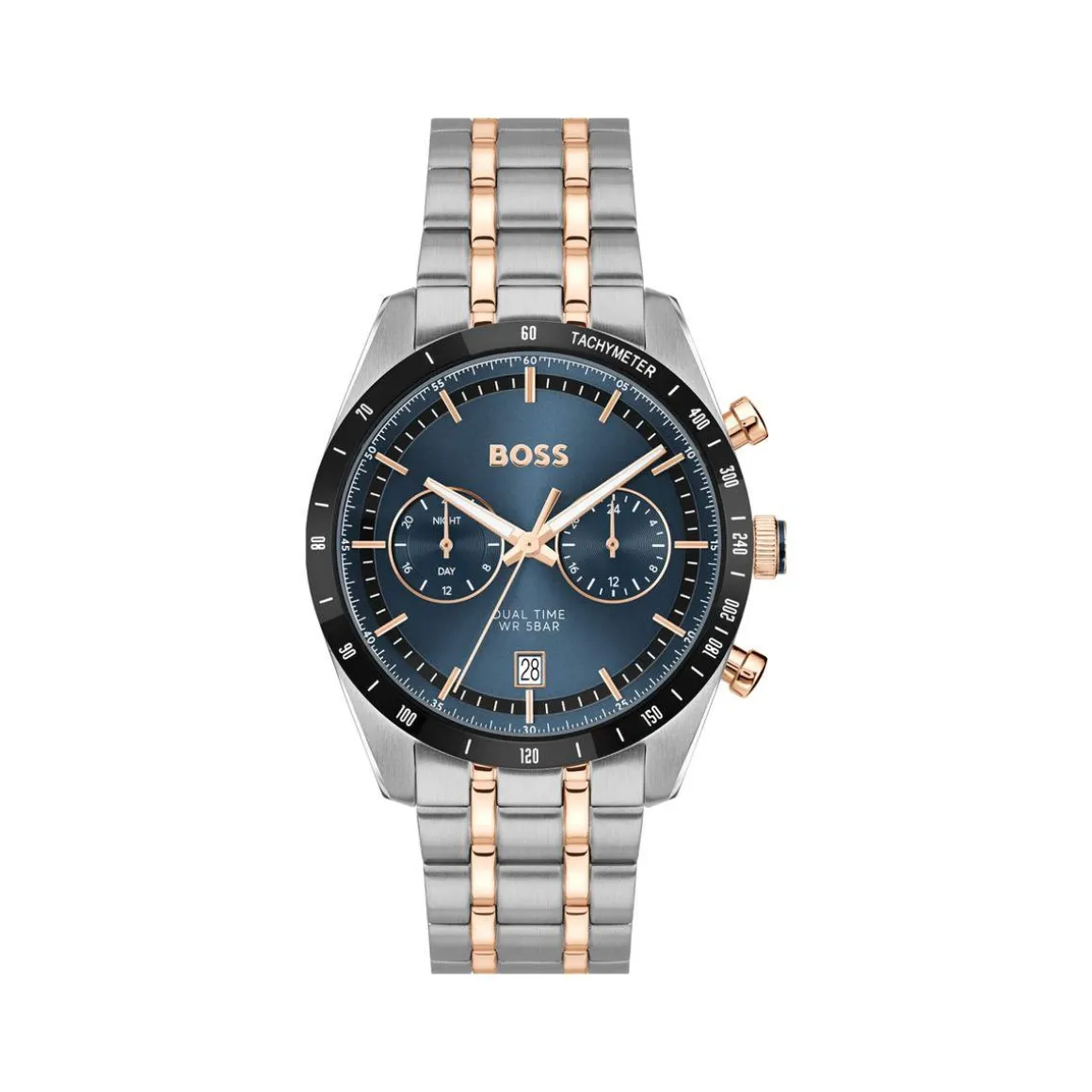 Montre BOSS sport lux homme bracelet acier inoxydable bicolore jaune