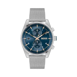 Montre BOSS sport lux homme chronographe bracelet acier inoxydable argent
