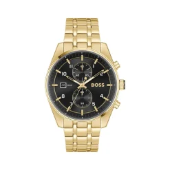 Montre BOSS sport lux homme chronographe bracelet acier inoxydable doré jaune