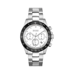 Montre BOSS sport lux homme chronographe bracelet acier inoxydable argent