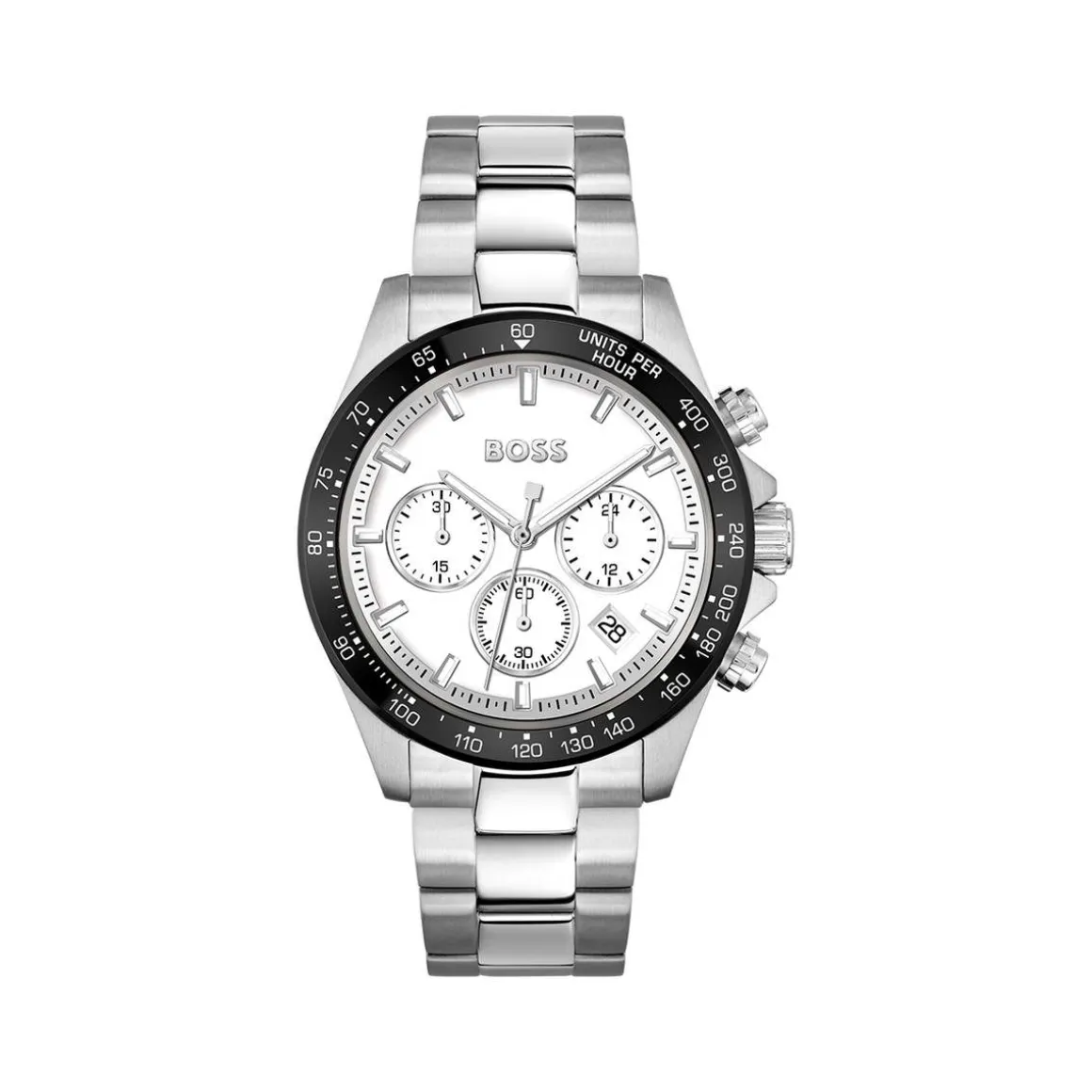Montre BOSS sport lux homme chronographe bracelet acier inoxydable argent