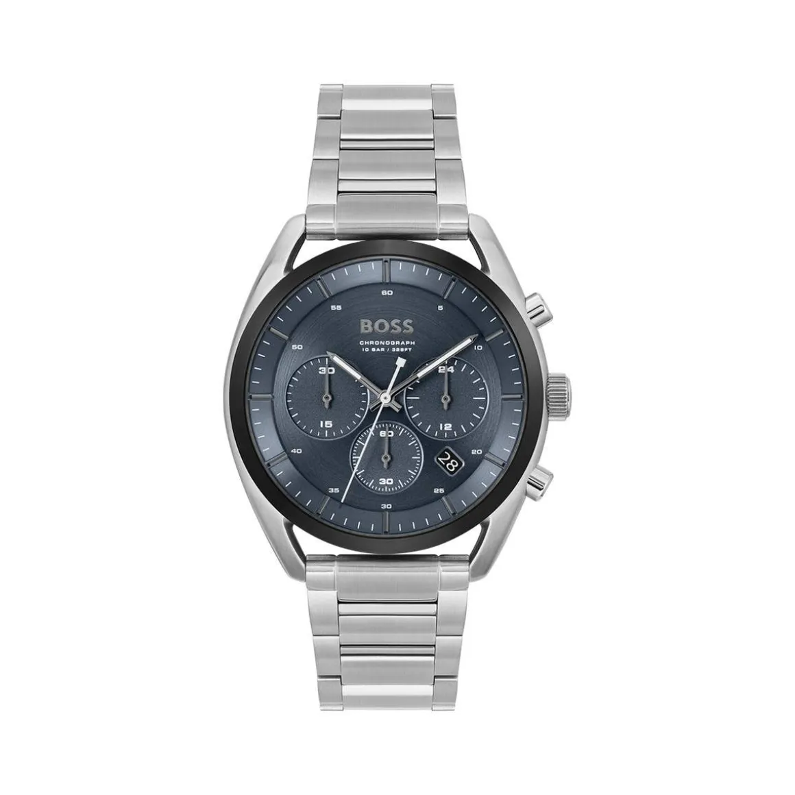 Montre BOSS sport lux homme chronographe, bracelet acier argent