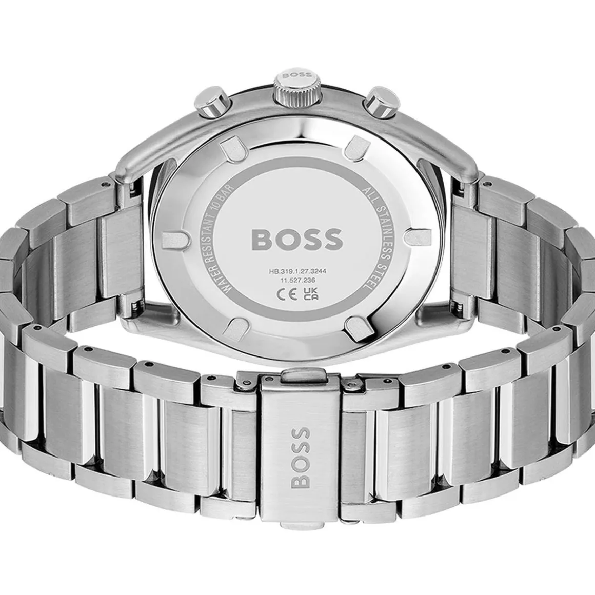 Montre BOSS sport lux homme chronographe, bracelet acier argent
