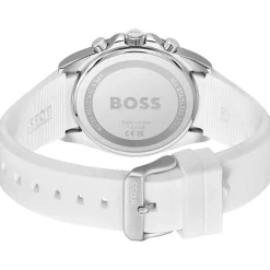 Montre BOSS Strike Chrono homme cadran bleu bracelet silicone blanc