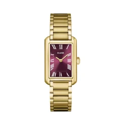 Montre CLUSE BELISENNA Femme cadran rouge bracelet acier inoxydable doré