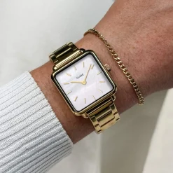 Montre CLUSE BLACK FRIDAY 25 Femme cadran blanc bracelet acier inoxydable doré