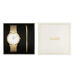 Montre CLUSE BLACK FRIDAY Femme cadran blanc bracelet acier inoxydable doré