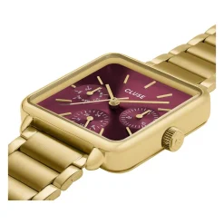 Montre CLUSE FESTIVE 25 Femme cadran rouge bracelet acier inoxydable doré