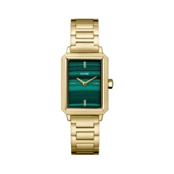 Montre CLUSE Fluette femme cadran vert bracelet acier doré