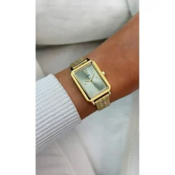 Montre CLUSE Fluette femme cadran vert bracelet acier doré