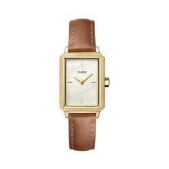 Montre CLUSE Fluette femme cadran blanc bracelet cuir marron