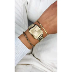 Montre CLUSE Gracieuse femme cadran jaune bracelet acier doré