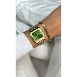 Montre CLUSE Gracieuse femme cadran vert bracelet acier doré