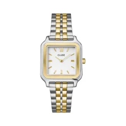 Montre CLUSE Gracieuse femme cadran blanc bracelet acier bicolore